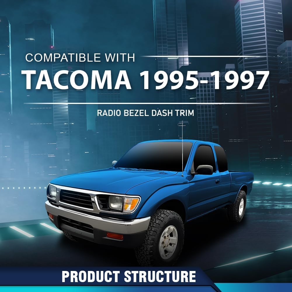 PIT66 Radio Bezel Dash Trim Compatible with Toyota Tacoma 1995 1996 1997 Dashboard Panel Bezel Black ABS Plastic