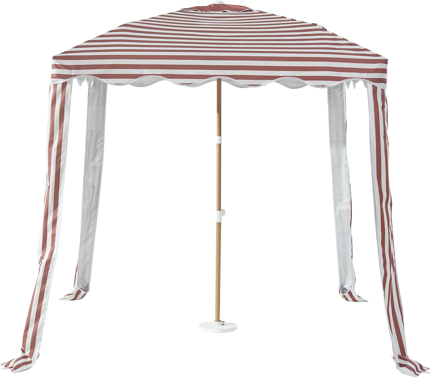 Striped Beach Cabana with Vent and Sand Pockets, 6.5FT x 6.5FT UPF 50+ Sun Shelter, Easy Setup Portable Beach Canopy, Wind-Resistant Beach Tent, Base Not Included (Garnet)