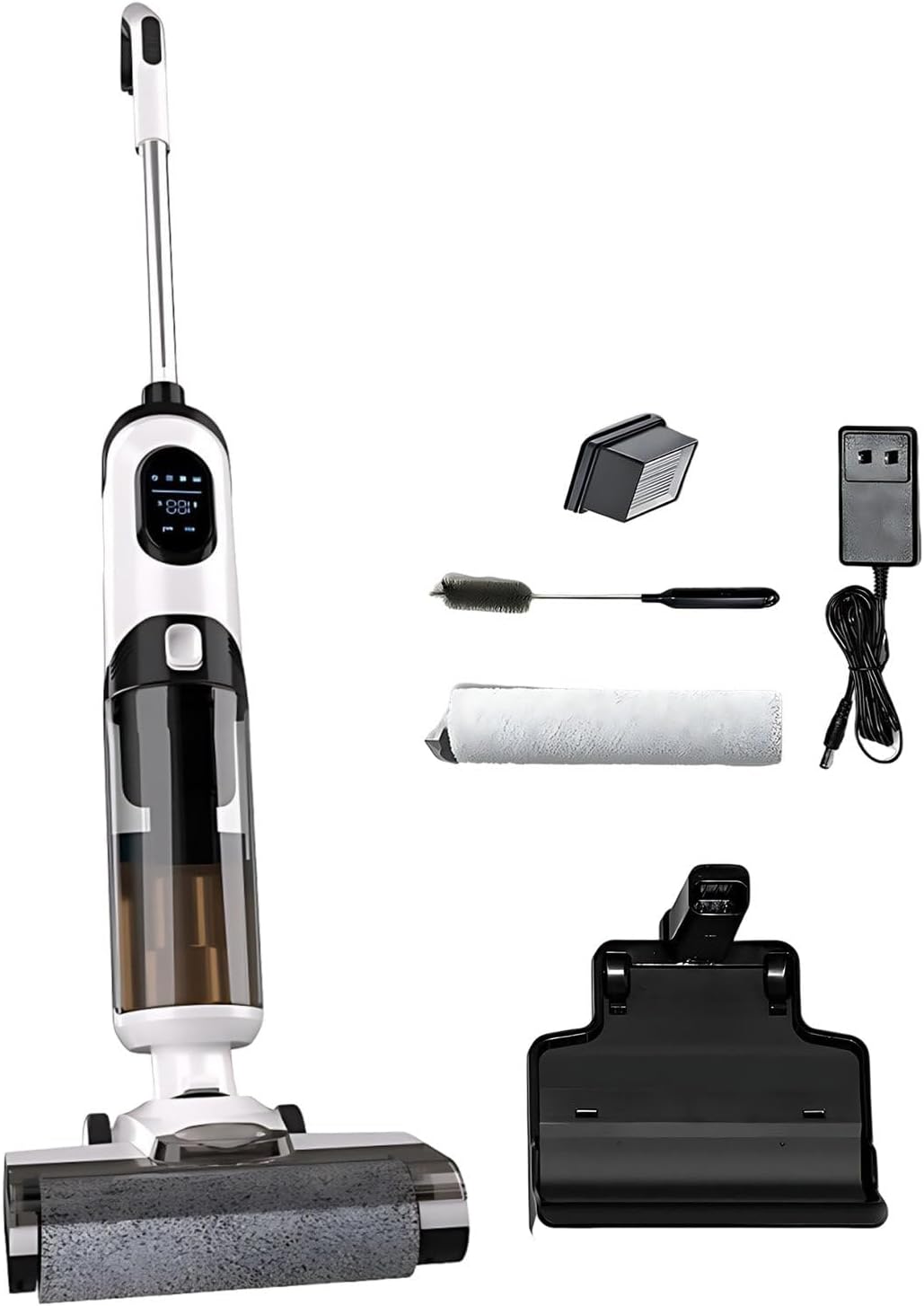 All-in-One Wet Dry Vacuum Mop, Cordless Floor Cleaner, Brushless Motor, Multi-Surface Cleaning, One-Click Self-Cleaning, English Voice Prompt, Pet Hair Vacuum Standard