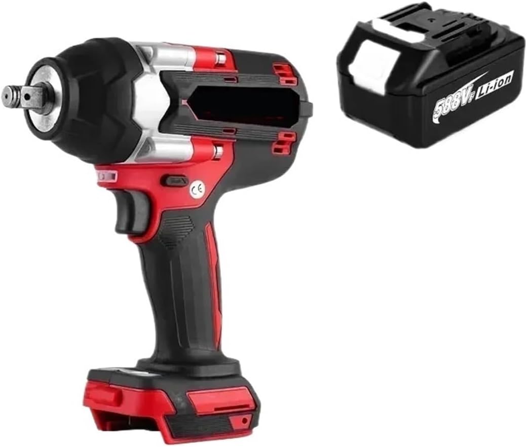 Impact Driver 1800N.m High Torque Electric Wrench 1/2 Inch Brushless Impact Wrench Cordless Power Tool for 18v Battery(2 Battery a)