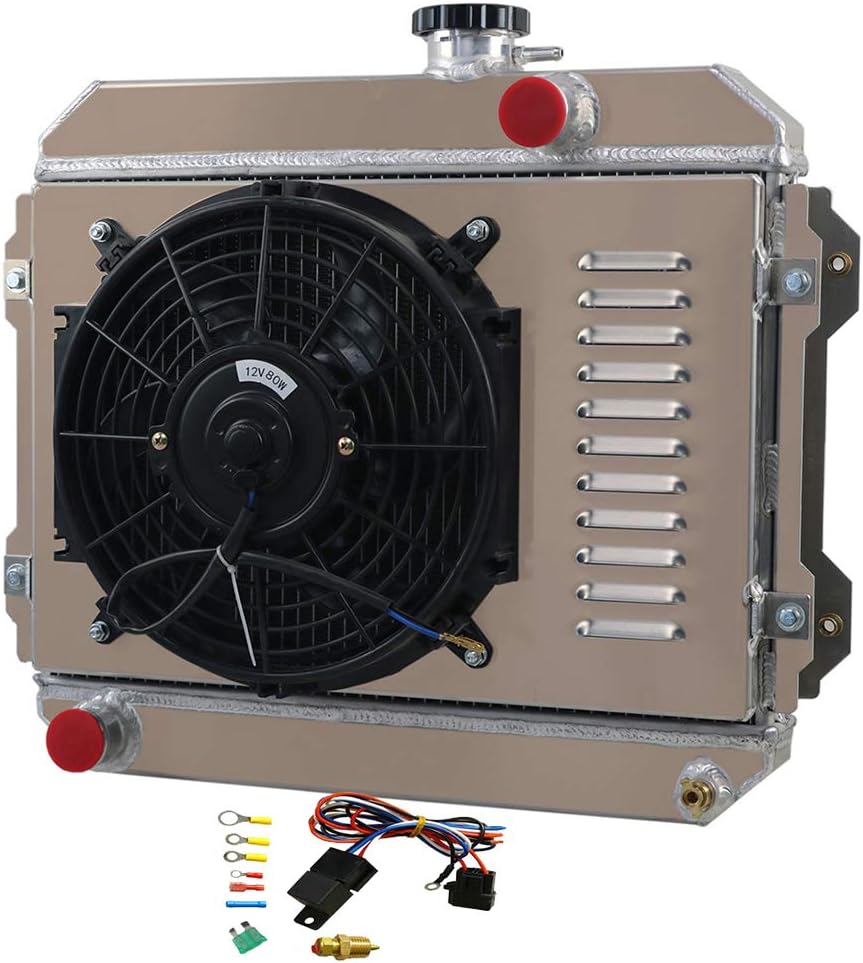 ALLOYWORKS 2 Row Core Aluminum Radiator+Fan Shroud+Relay For 1974-1985 Toyota Corolla KE30 KE38 KE55 KE70 MT PRO