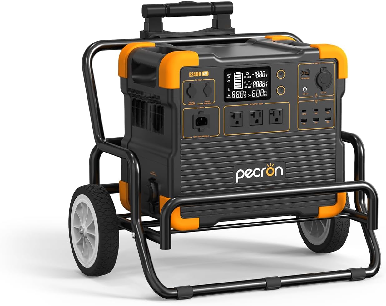 Pecron E2400LFP Portable Solar Generator and 300W Foldable Solar Panel, 2048Wh LiFePO4 Home Battery Backup, 3 AC Outlets 2400W Portable Power Stations for Camping, RV, Emergencies, Power Outages