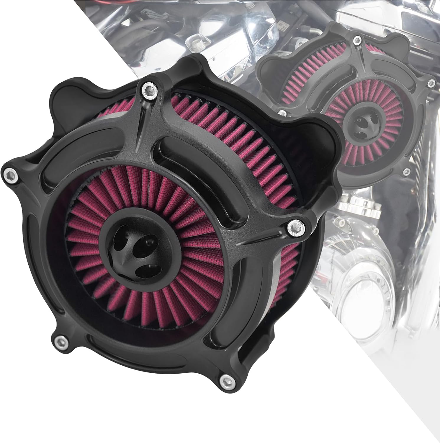 HDBUBALUS Motorcyle Air Cleaner Air Filter Kit Fit For Harley Softail 2016-2017 Touring 2008-2016 Trike 2008-2016 Dyna FXDLS 2017 Red
