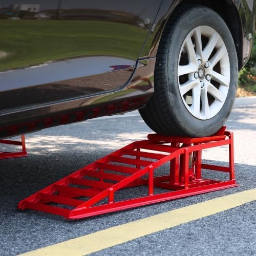 Hydraulic Car Ramps 2-Pack, 5 Ton (11,000 Lbs) Capacity Low Profile Lift, 3-Position Adjustable 9.3