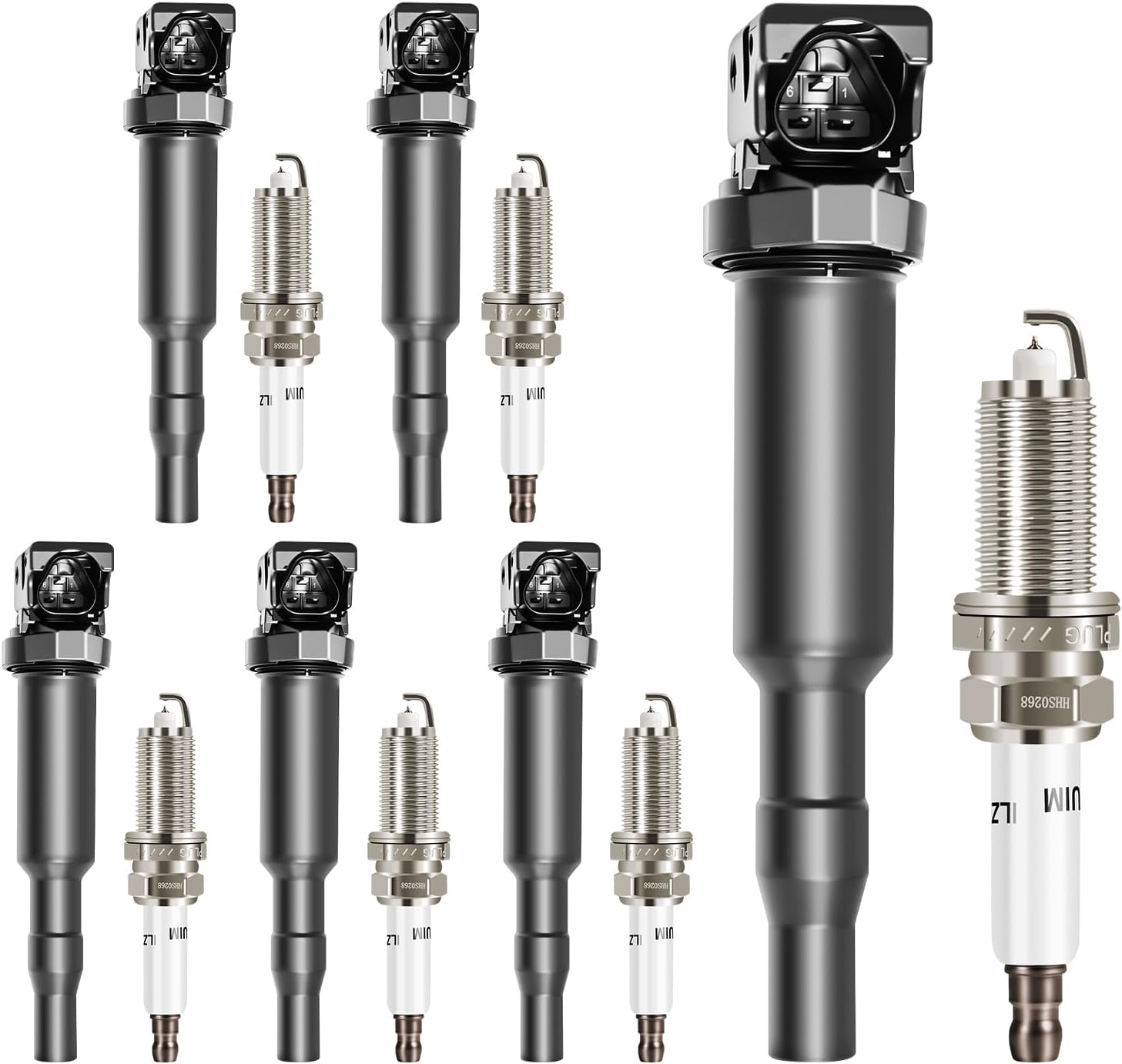 UF592 Ignition Coil Pack Iridium Spark Plugs Set of 6 Fits for BMW 128i 2008 2009 2010, 328i 2007-2011, 330i 528i 530i X3 X5 Z4 3.0L 2006-2011, Replaces# UF592 1208