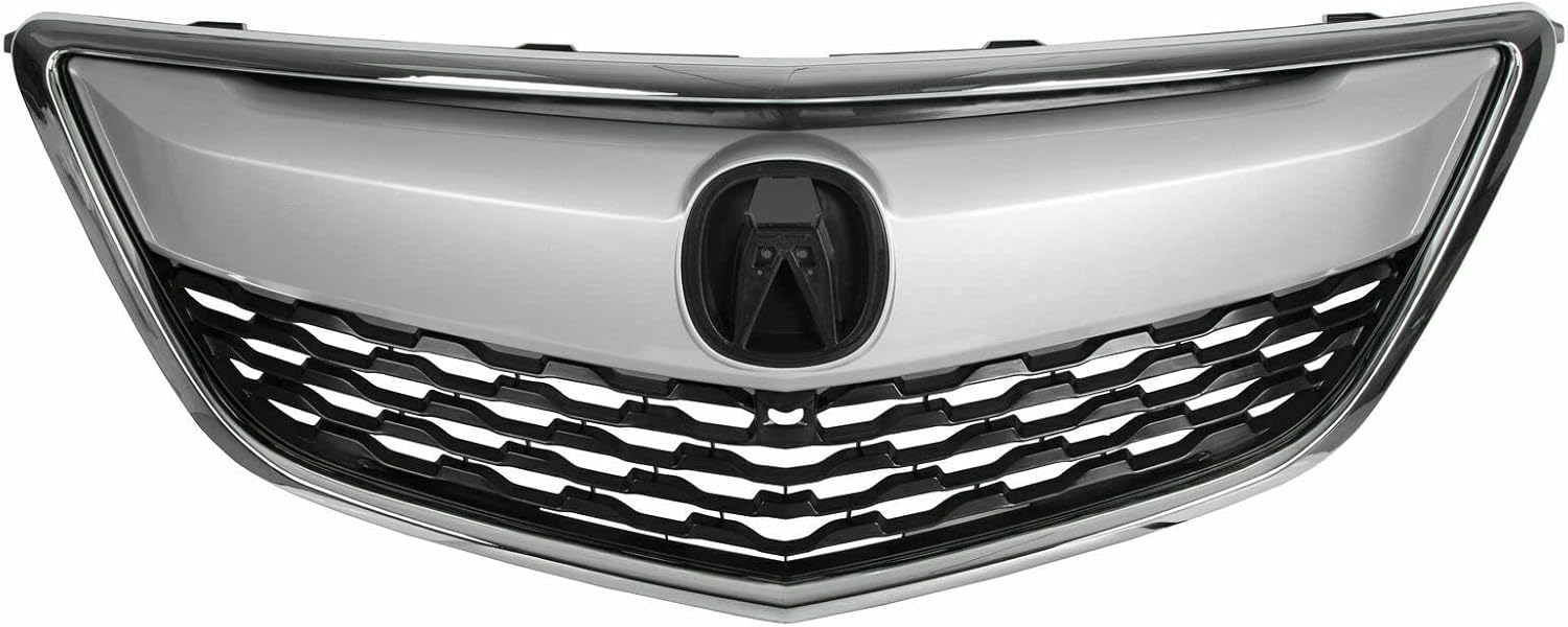 YLT AUTO Front Bumper Grille Guard Replacement Kit Black Front Cover Air Intake with Chrome Trim for 2014-2016 Acura MDX