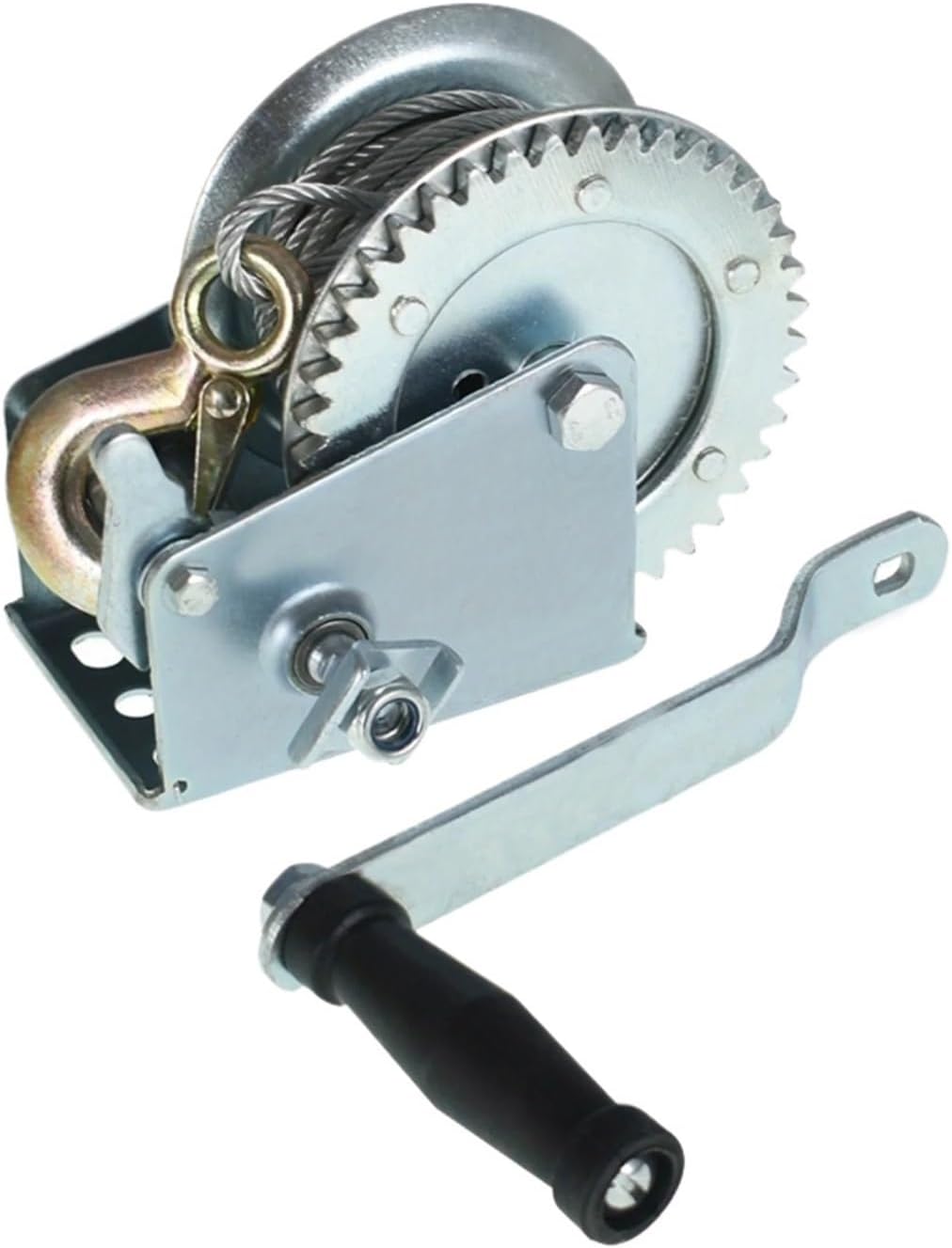 1600lbs Capacity 2-Way Manual Boat Winch - 5mm×10m Steel Cable, 4.1:1 Gear Ratio, Non-Slip Handle for Marine/Trailer for Boat Trailer