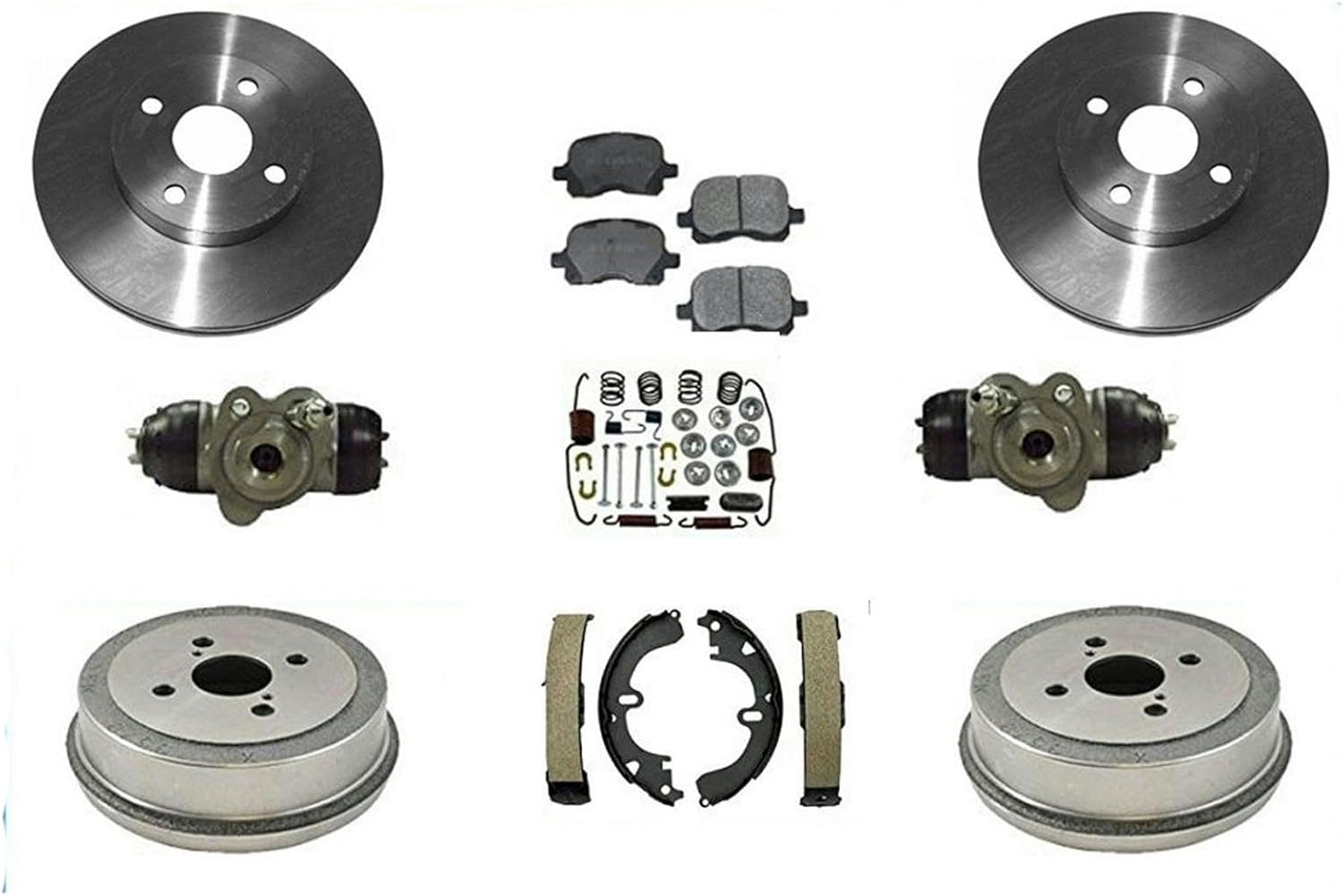 98-99 Corolla 98-02 Prizm Brake Rotors Pads Drums Shoes Cyl Springs 9P NO ABS