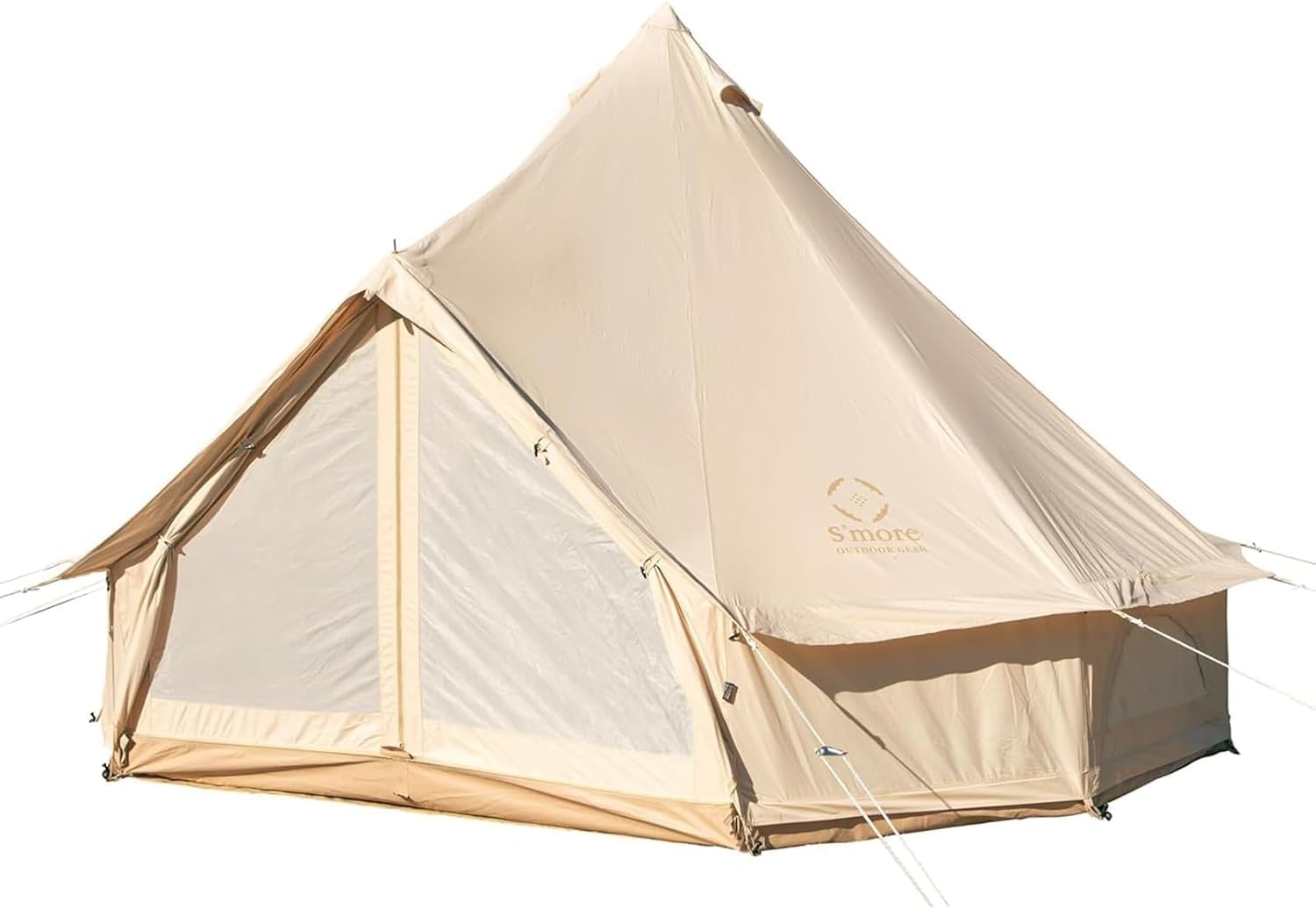 S'More Canvas Family Camping Tent - 4-5 Person, 4 Season Glamping Tent with Stove Jack and Windproof, Weather Resistant Bell