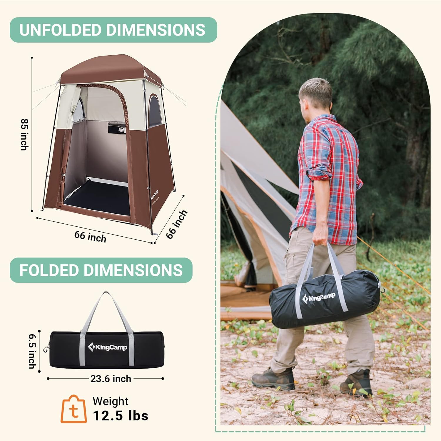 KingCamp Camping-Privacy-Shelters Camping Shower Tent with Shower Bag