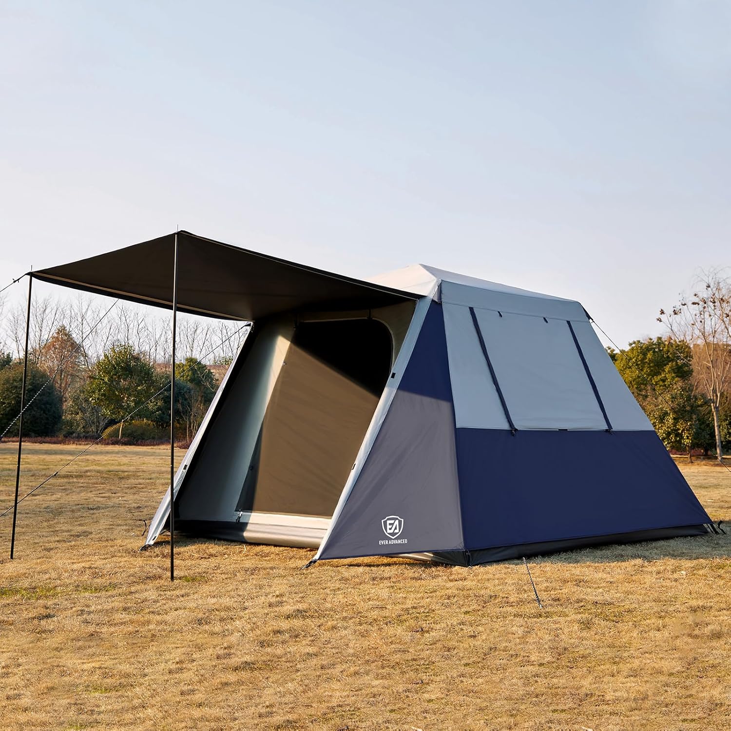 EVER ADVANCED Blackout 6 Person Camping Tent, Instant Cabin Tent for Family with Vestibule and Large Mesh Windows, 60s Easy Setup, Double Layer, Water-Resistant