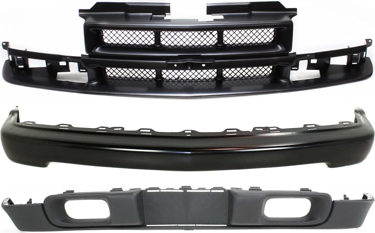Garage-Pro Front Bumper Kit for Chevrolet S10 Base ZR2 ZR5 1998-2004 4WD, Black Steel w/o Molding Holes, For Models Without LS Appearance Package, Replaces #15007660 GM1002367 12472710 GM1200418