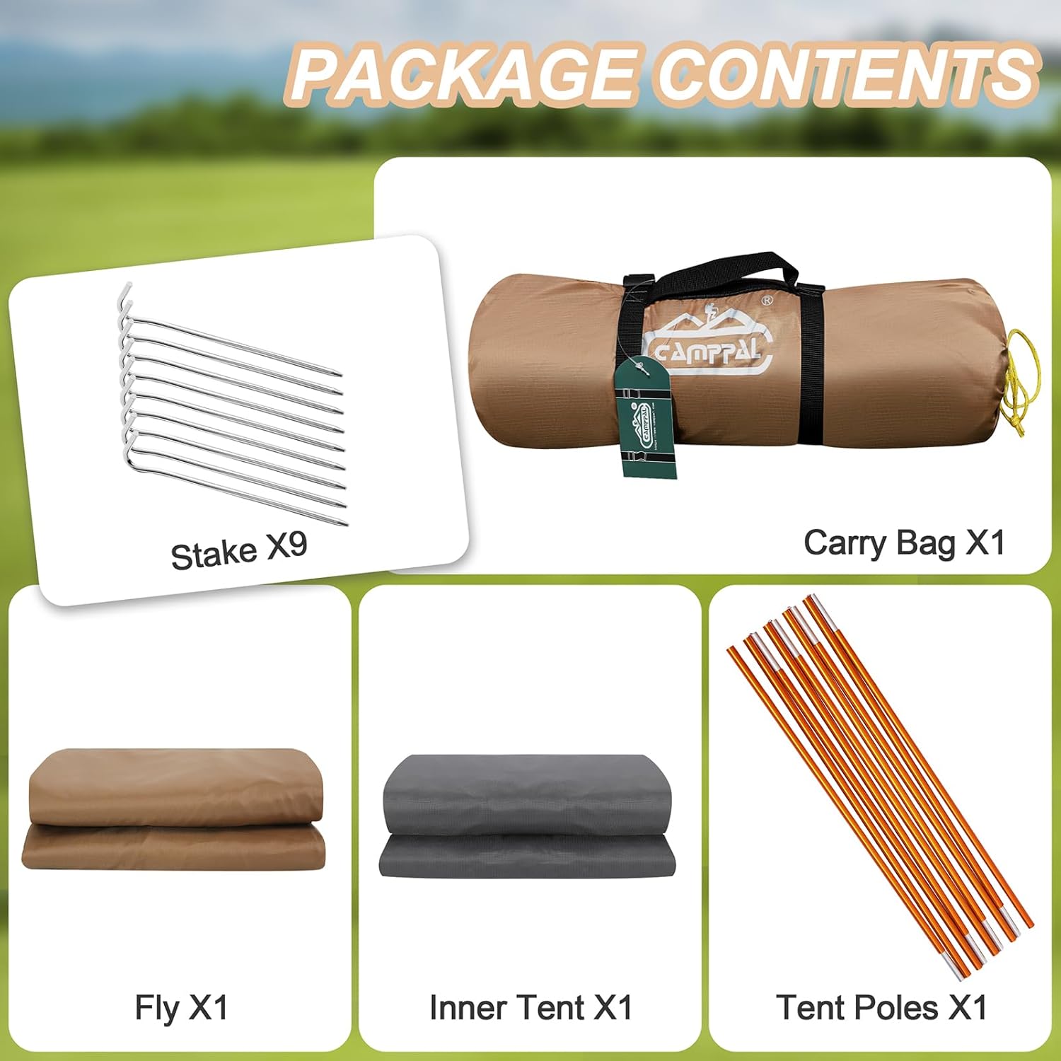 camppal 1 Person Tent for Camping Hiking Mountain Hunting Backpacking Tents 4 Season Resistance to Windproof Rainproof and Waterproof