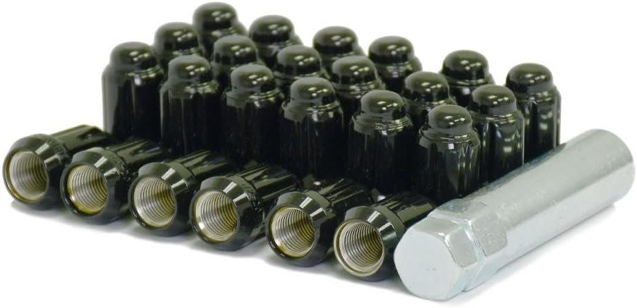 Black Spline Lug Nut Kit Compatible with Cars and Jeeps – 1/2x20, Set of 24