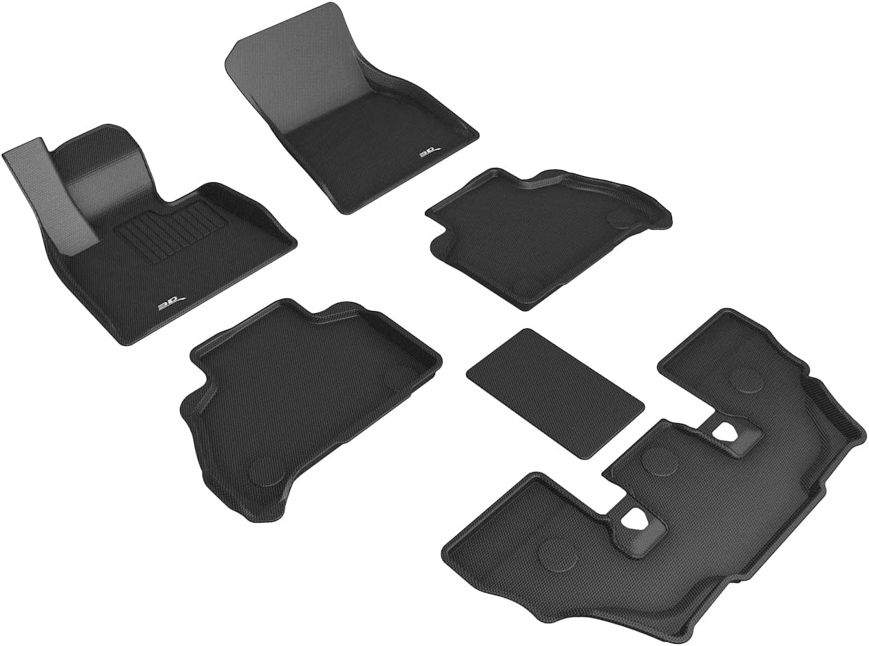 3D MAXpider Custom Fit Kagu Floor Mat (Black) Compatible with BMW X7 (G07) 6-Seat 2019-2025 - Full Set