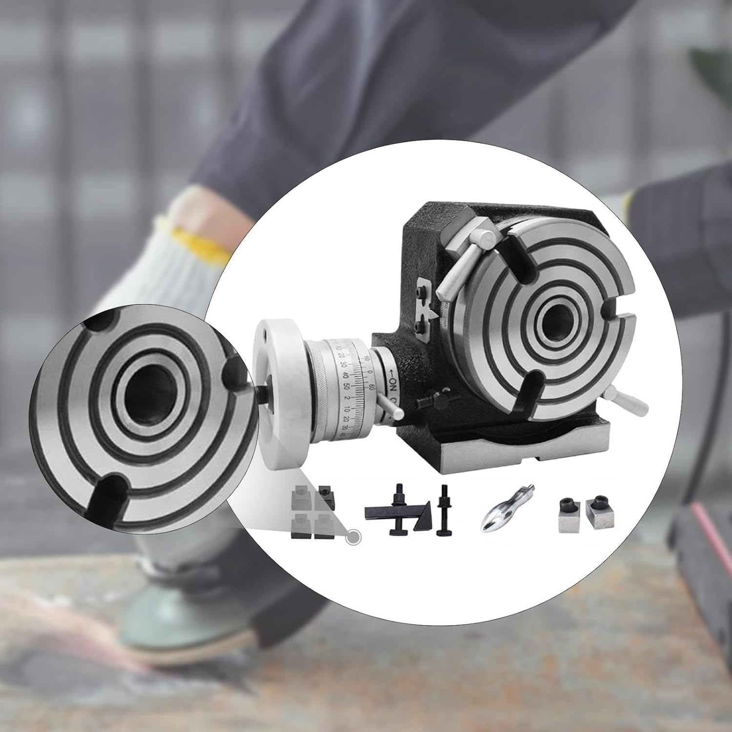 Rotary Table with Indexing Plate Set for Milling Machine Manual Precision Machining Tool Horizontal Vertical Boring- Style B