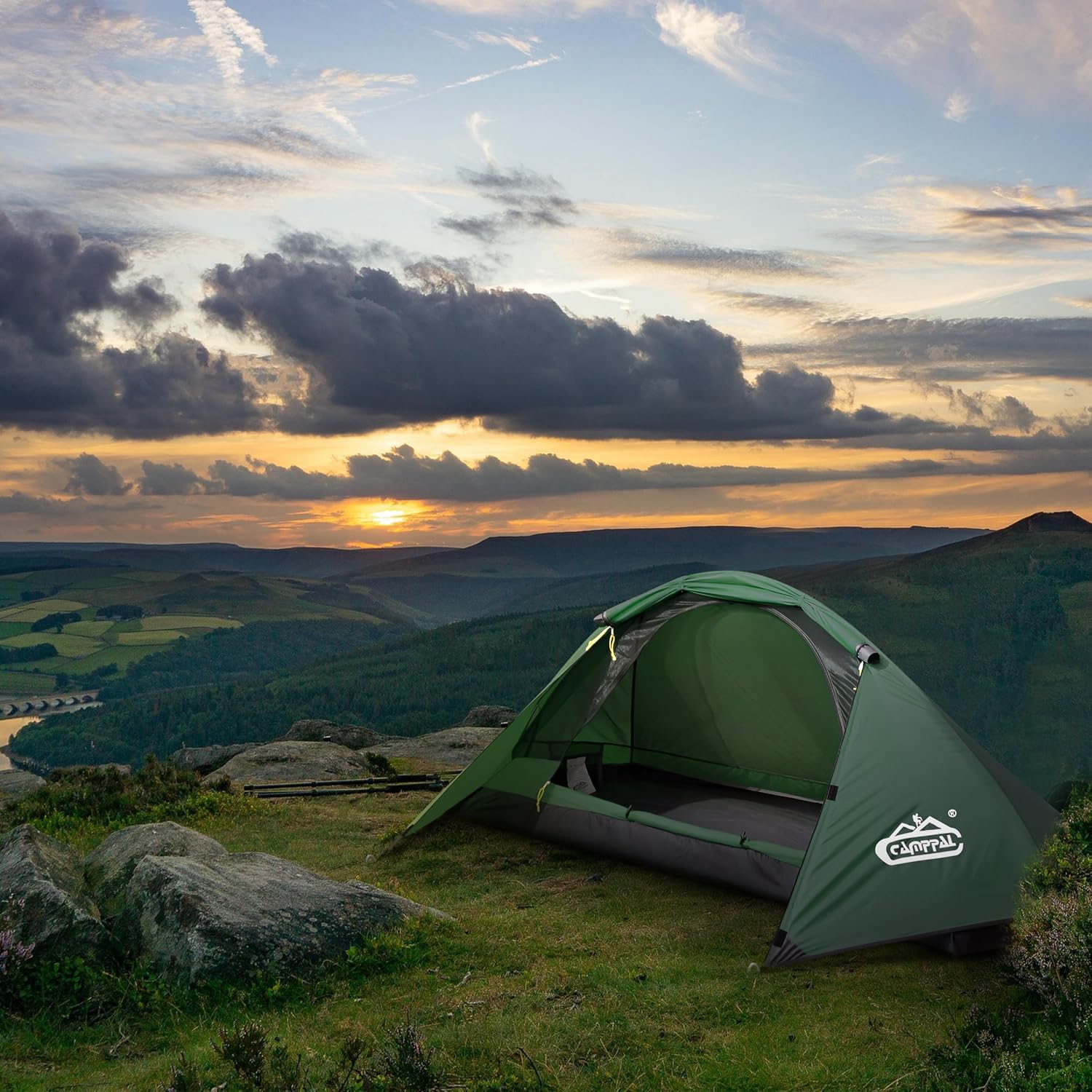 camppal 1 Person Tent for Camping Hiking Mountain Hunting Backpacking Tents 4 Season Resistance to Windproof Rainproof and Waterproof