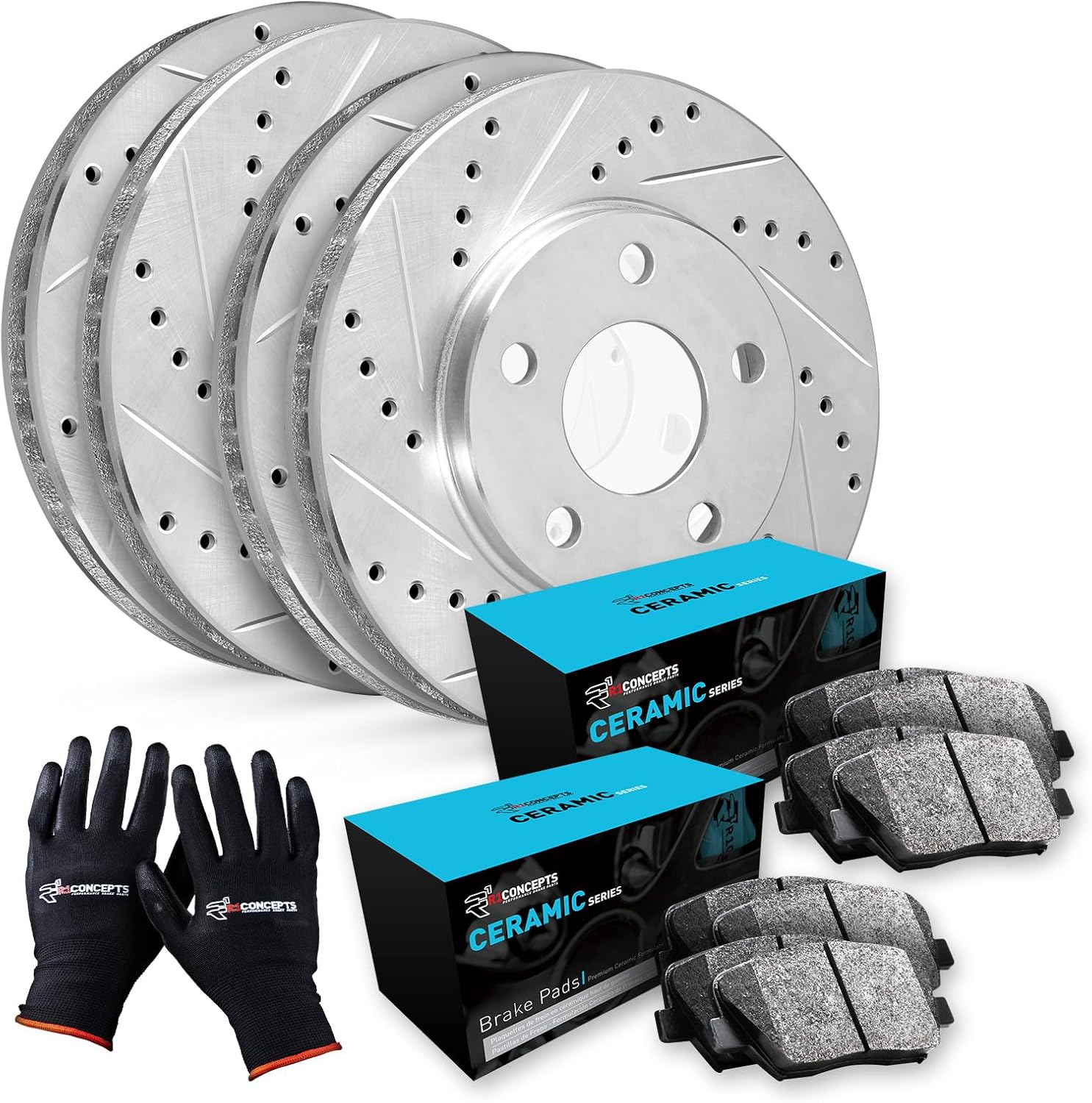 R1 Concepts Front and Rear Brake Kit For 2016-2019 Mazda 6| Drilled Slotted Brake Rotors| Ceramic Brake Pads and Rotors Kit