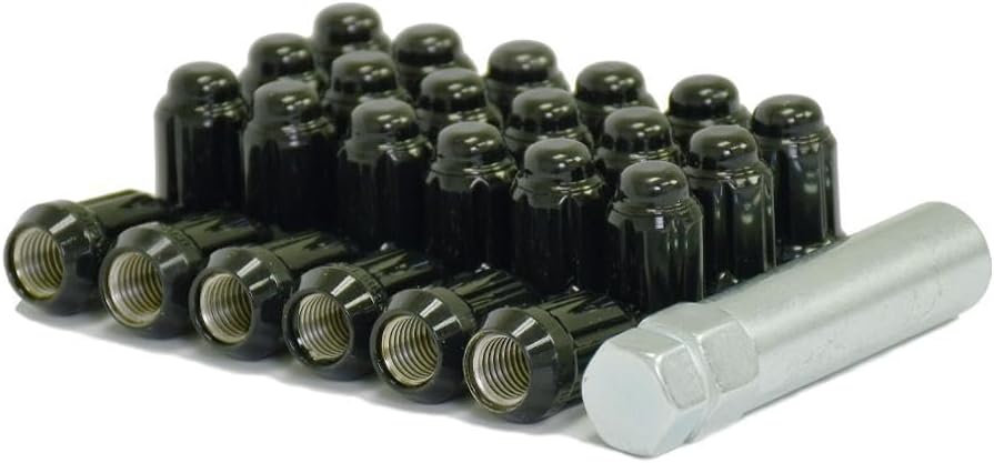 Black Spline Lug Nut Kit Compatible with Cars – 12x1.5mm, Set of 20