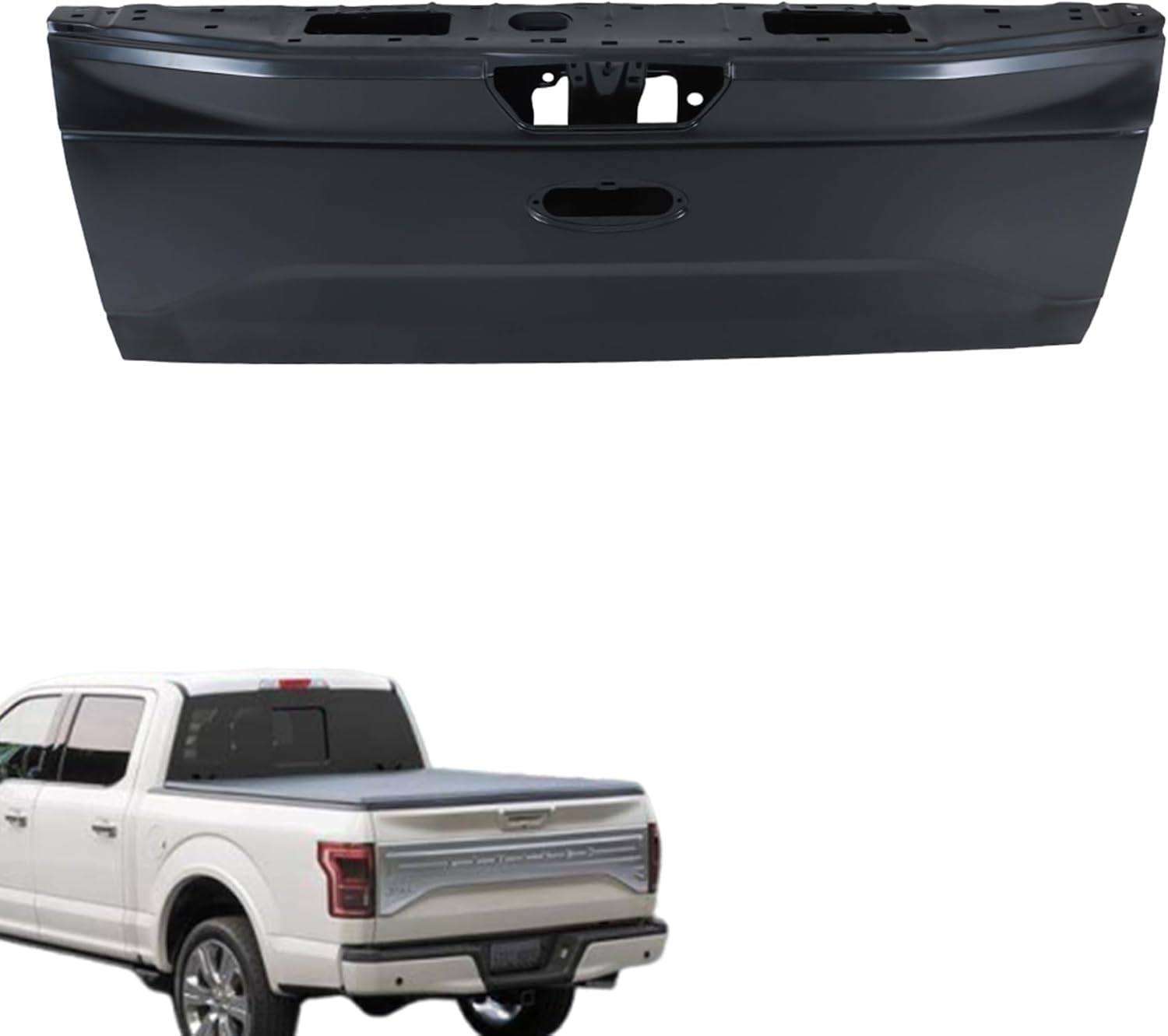 Aluminum Rear Trunk Bed Tailgate Tail Gate Shell Black Replacement for F150 Pickup 2015-2017 FL3Z9940700B FO1900128 FL3Z9940700C