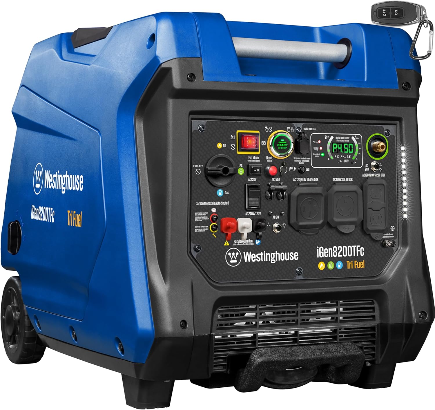 Westinghouse 11000 Peak Watt Dual Fuel Portable Inverter Generator, Remote Electric Start, Transfer Switch Ready, Gas and Propane Powered, Low THD - Safe for Electronics, Parallel Capable, CO Sensor