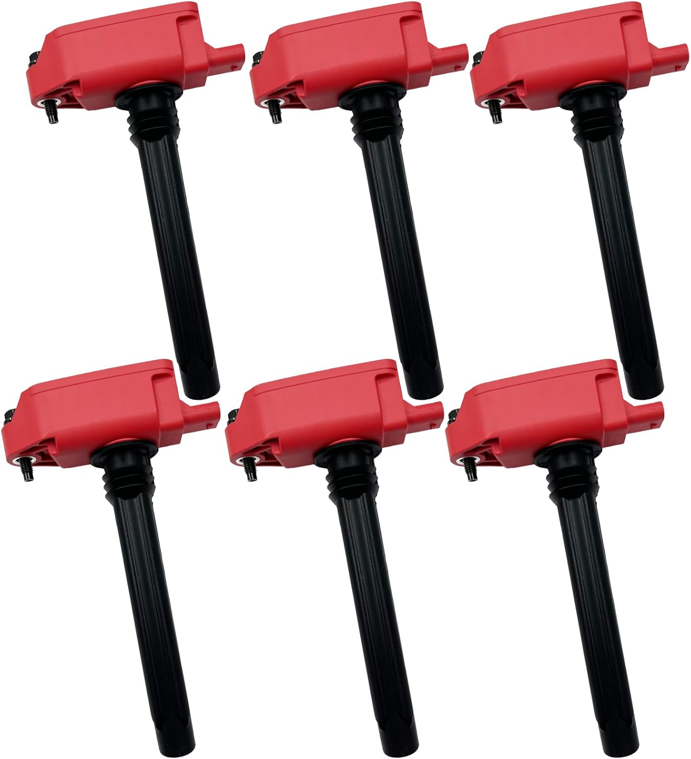 Performance Red Ignition Coil Packs Set Of 6 Compatible With CHRYSLER PACIFICA VOYAGER DODGE DURANGO JEEP GLADIATOR WRANGLER RAM 1500 3.6L HYBRID Replacement For 68223569AD UF807