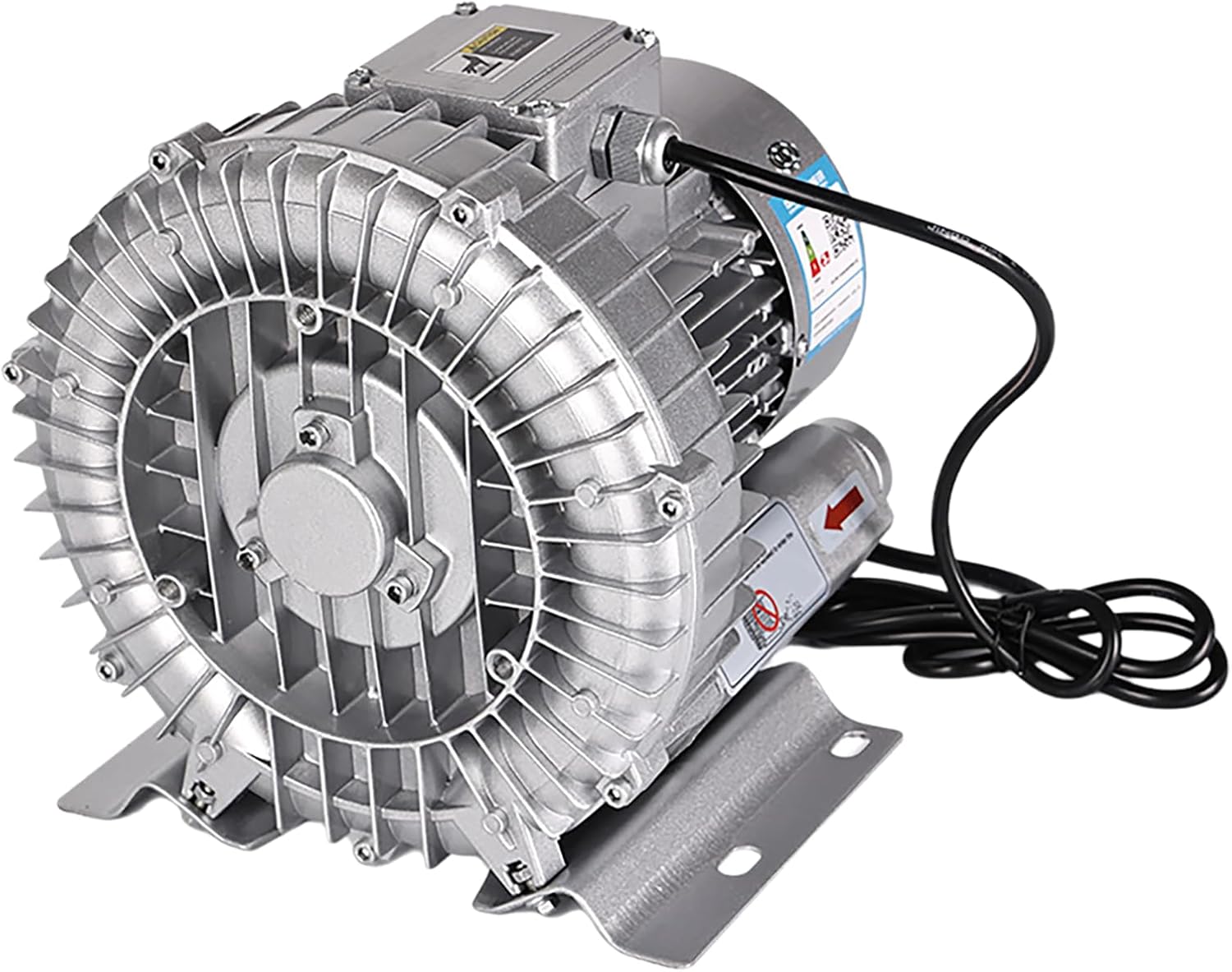 Vortex Ring Blower for Sewage Aeration, Low Noise High-Pressure Industrial Vacuum Pump, Regenerative Blower, for Site Dust Removal, Fish Pond Ventilation 250W