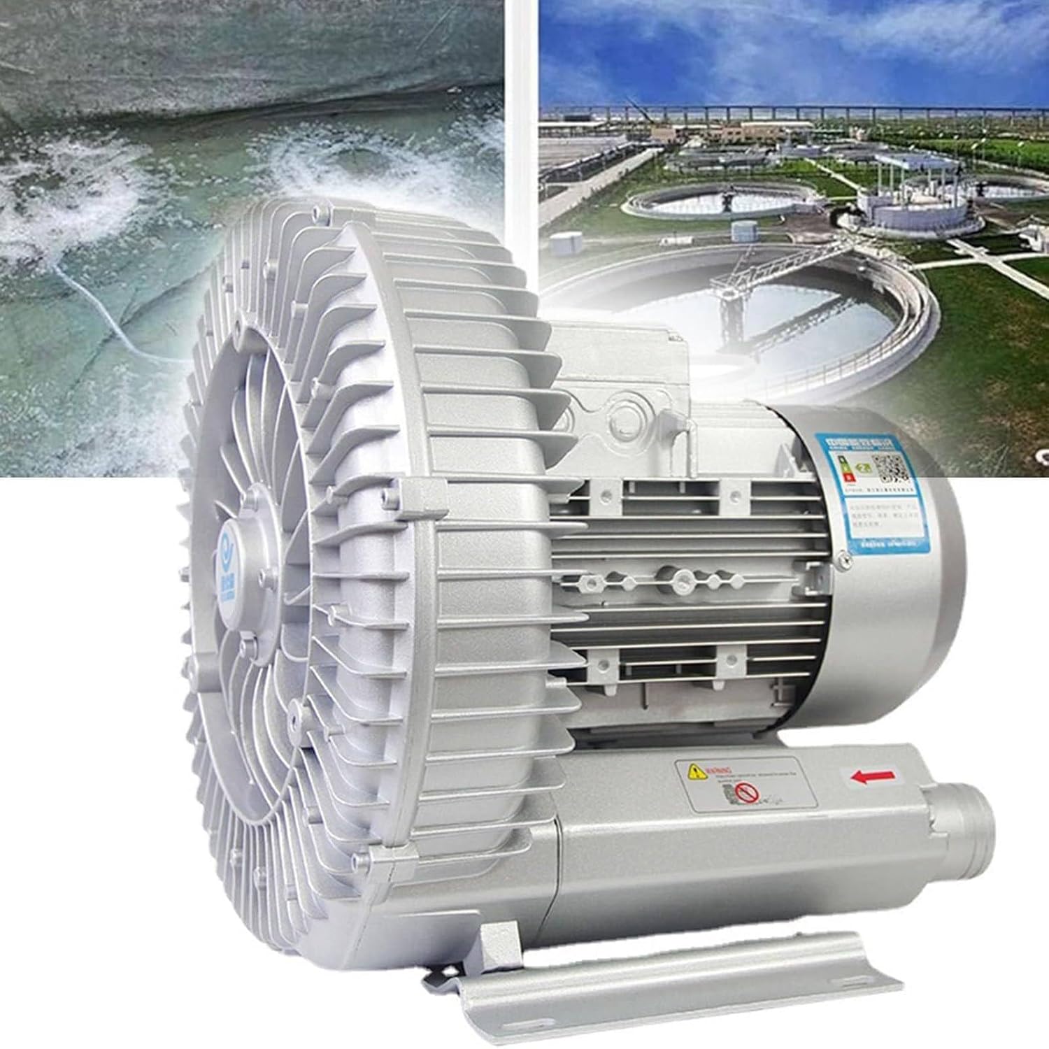 High-Pressure Vortex Ring Blower, 370W/0.5HP Industrial Regenerative Vacuum Pump for Air Blowing & Suction - Ideal for Sewage Aeration, Aquarium, Fish Pond - 120W-1100W