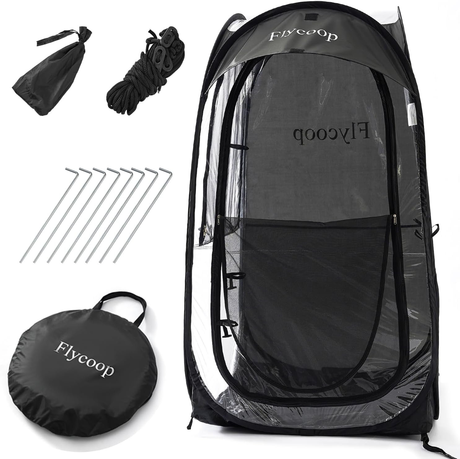 Sports Tent: Flycoop Portable Weather Pop Up Pod 1 Person to Provide Shelter from Wind Rain and Cold Weather Shelter for Outdoor Activities, Sports Events, Camping and Hiking