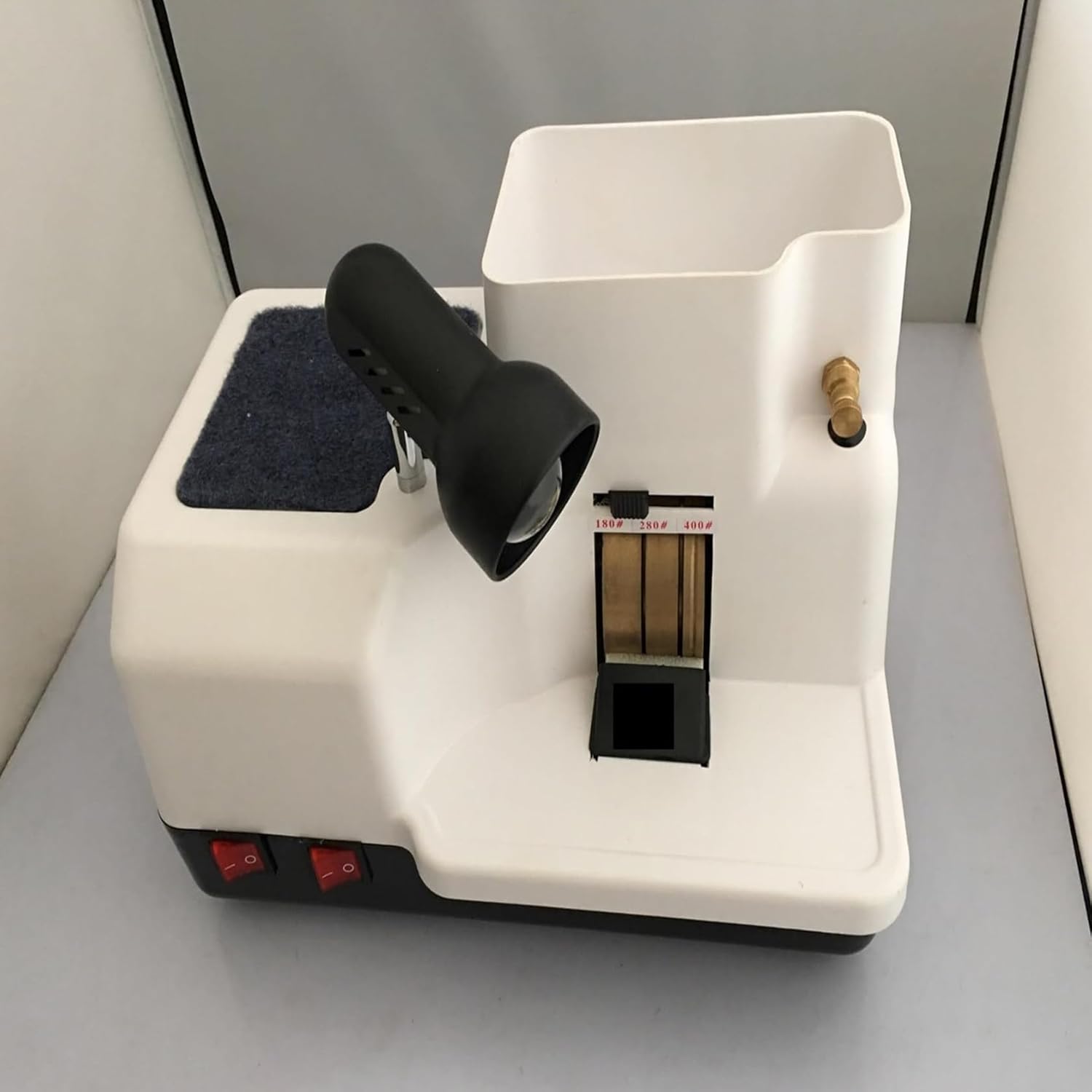 90wmanual Optical Lens Edger, Eyeglasses Lens Edger Polisher Machine with Led Light, Diamond Grinding Wheel,Rough and Fine and V-Shaped Groove