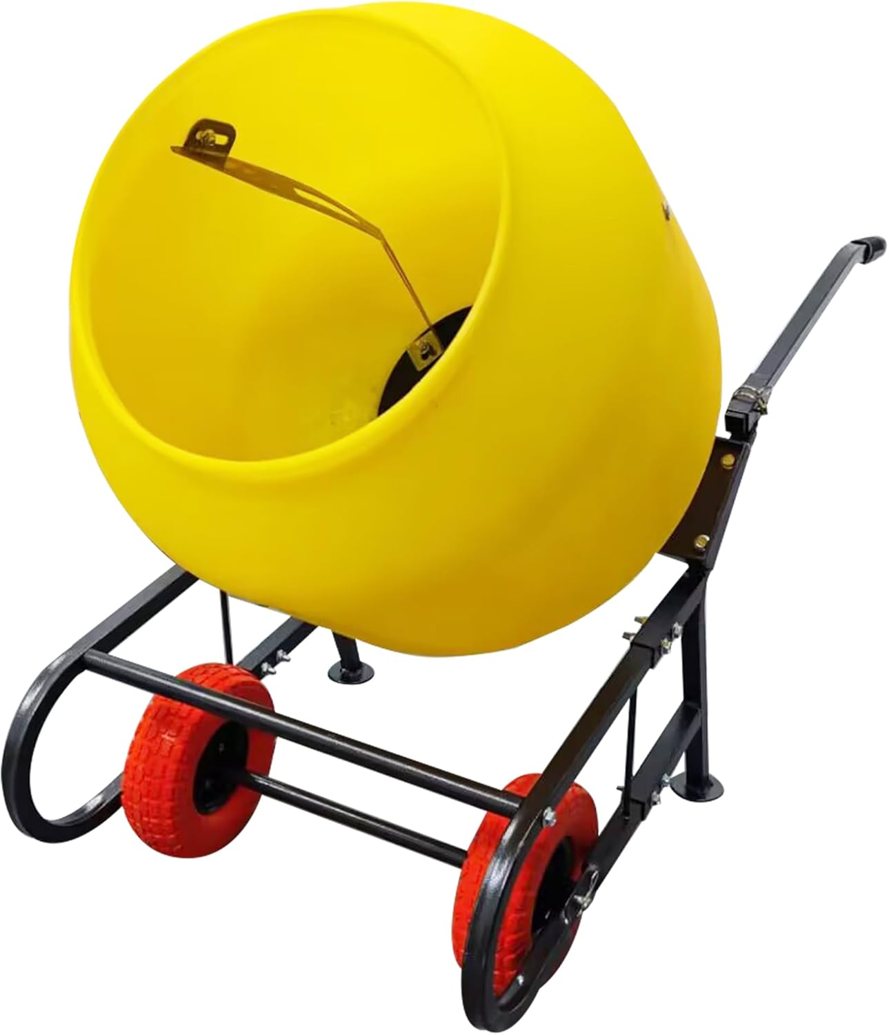 Electric Cement Mixer Concrete Mortar Polythene Mix Drum Hand-pushed Movable Concrete Mixer Machine 6 Cu.Ft/170L Cement Mixing Drum for Stucco with Wheel and Stand