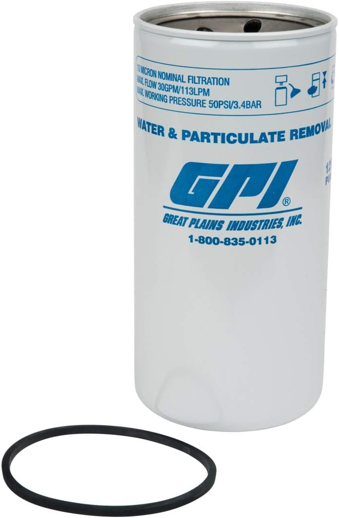 GPI PW-30-10-1.5 Water and Particulate Fuel Filter, 30 GPM (113 LPM), 10 Micron, 1.5-16 UNF Thread (GPI Genuine Accessory 129320-02)