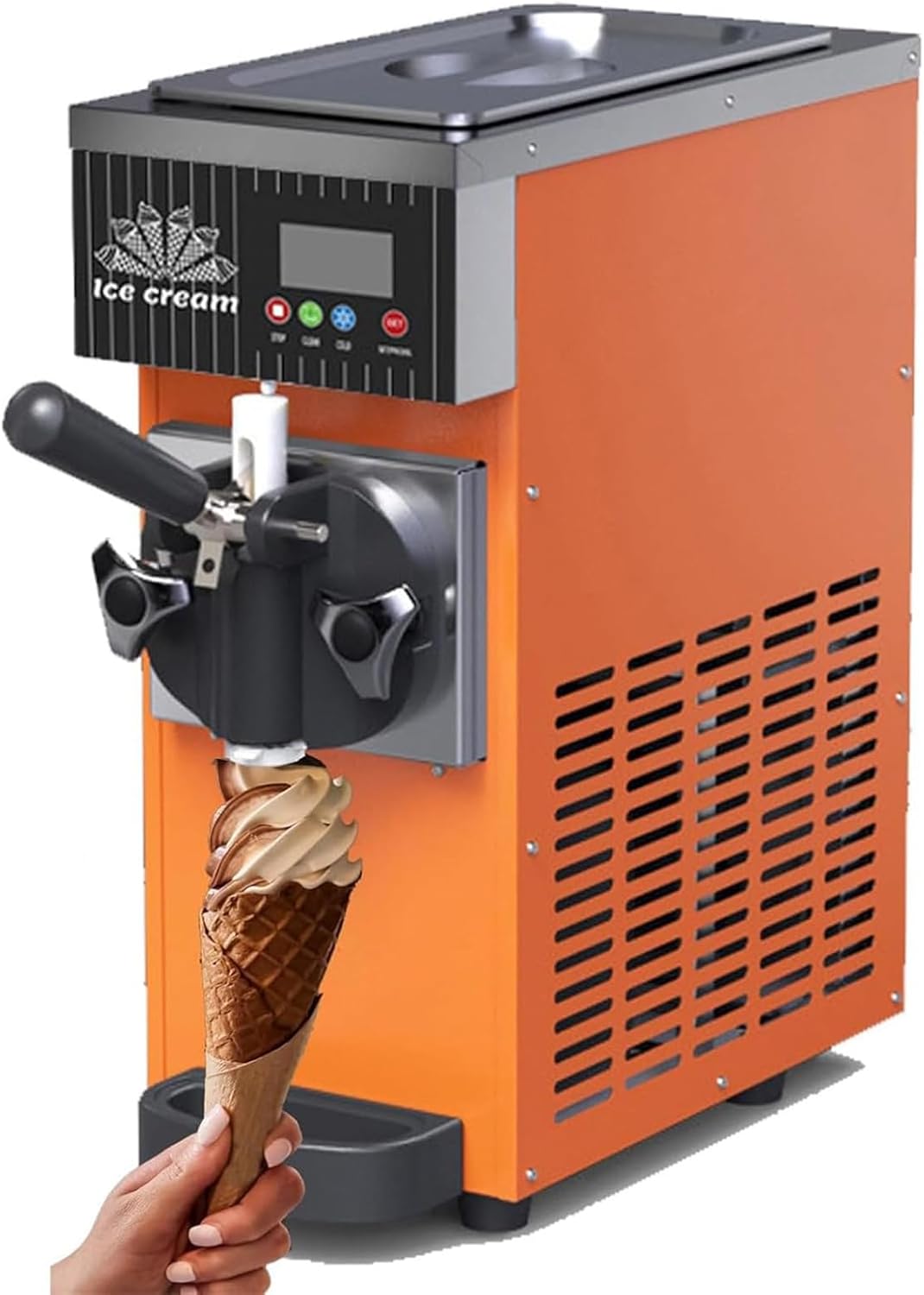 Soft Serve Ice Cream Machine, Automatic Ice Cone Maker, with Led Display & Auto Clean, Built-In Compressor, Makes 4-5kg/H Of Ice Cream, For Restaurants, Dessert Shops