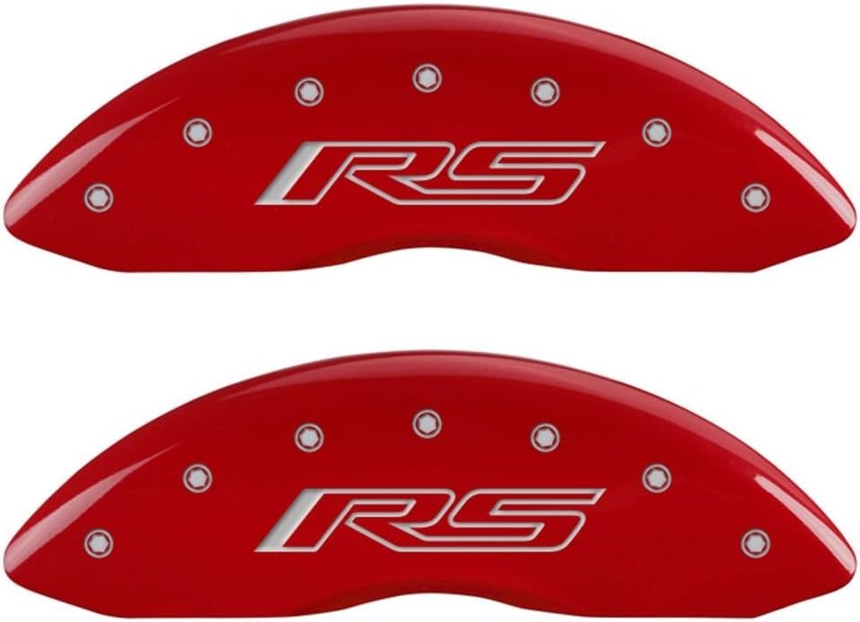 SET OF 4 CALIPER COVERS, FRONT AND REAR: GEN 5/RS, RED, SILVER CHARACTERS