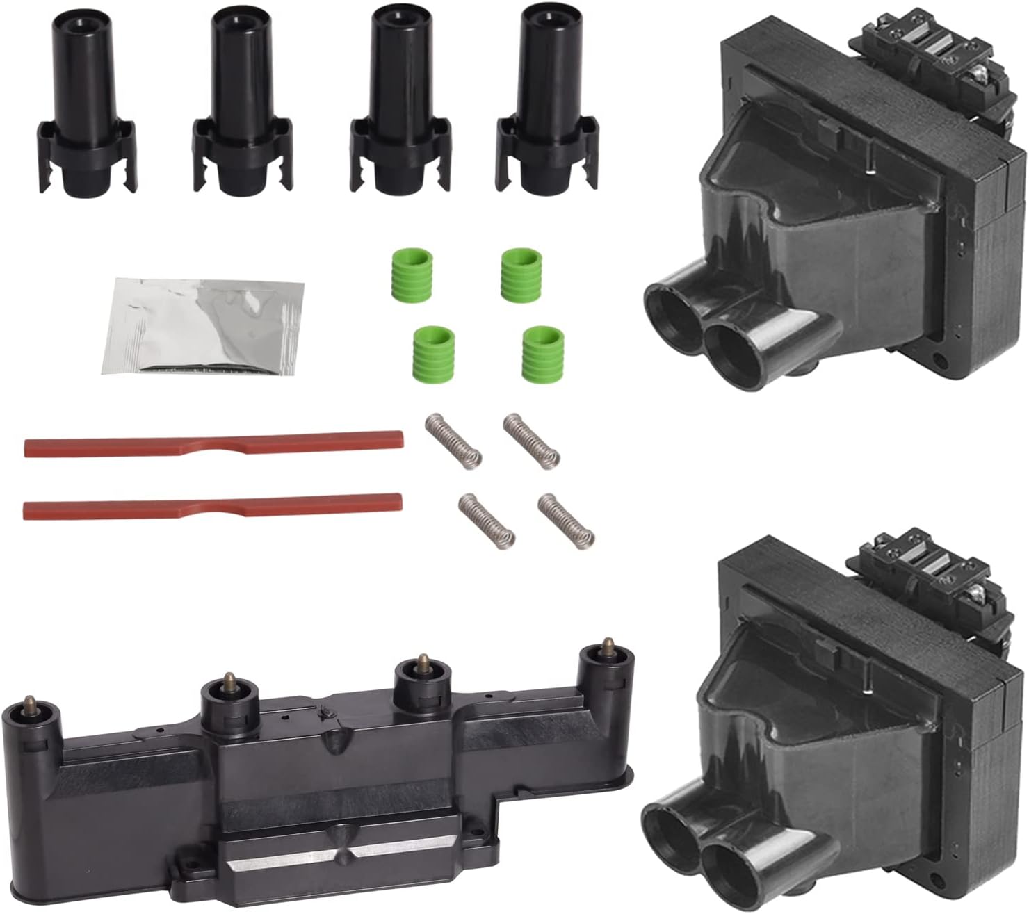 ENA Ignition Coil Plug Boot Housing Cover and Ignition Coil Compatible with Buick Chevrolet Oldsmobile Pontiac Skylark Cavalier Malibu Alero Grand Am Sunfire 2.3L 2.4L 3.1L 3.8L