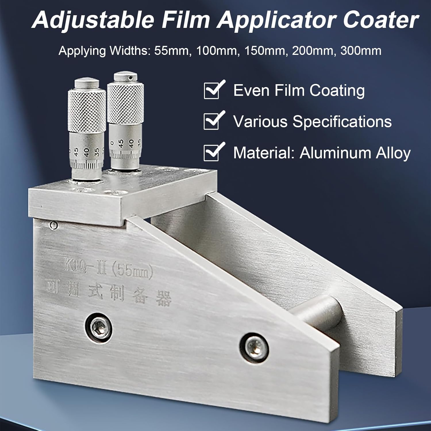0-3500μm Wet Film Preparation Device, Adjustable Film Applicator Coater, Coating Widths Options: 55/100/150/200/300mm, 2µm Accuracy, Magnetic Suction, for Printing, Paint