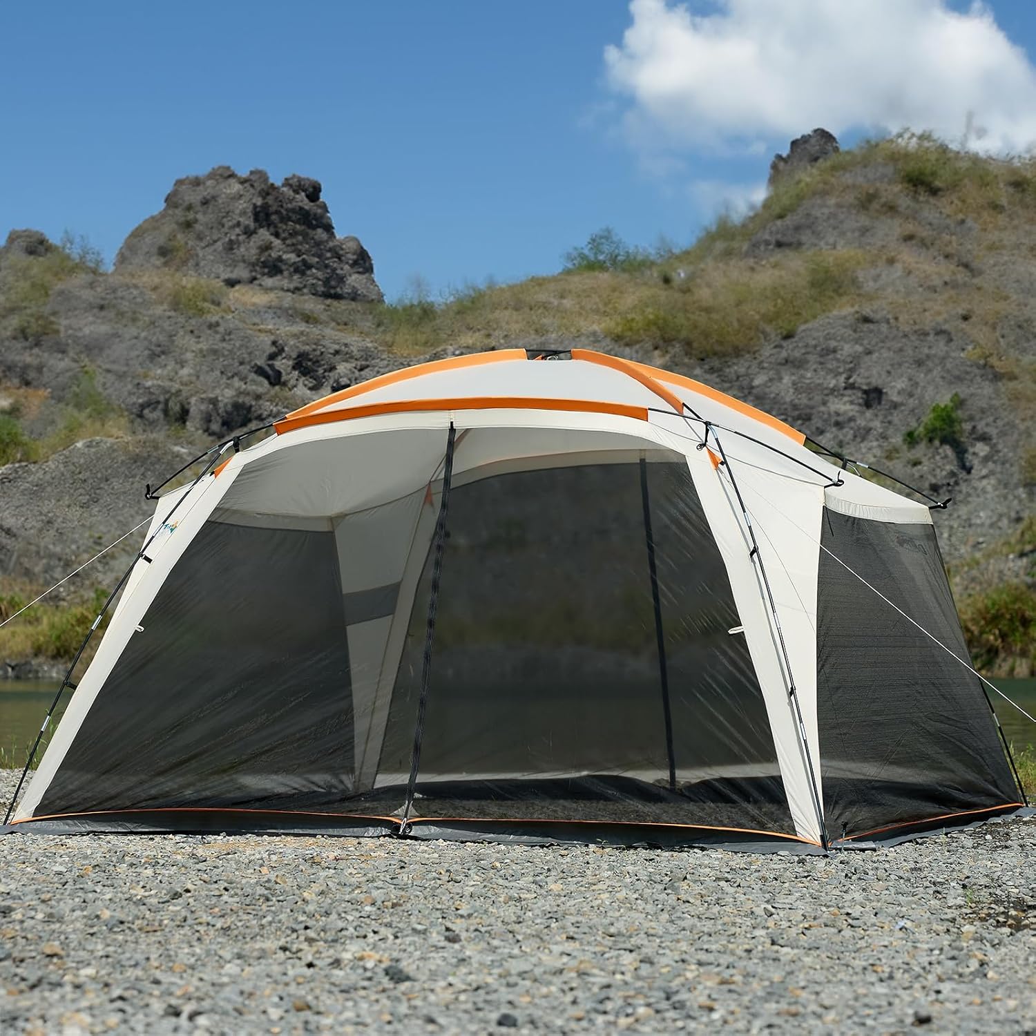Screen House Tent 12x12ft Screen Room Mesh Gazebos w/ 2 Zipper Doors, Camping Tent Screened Canopy Shelter for Outdoor Patios Backyards Activities