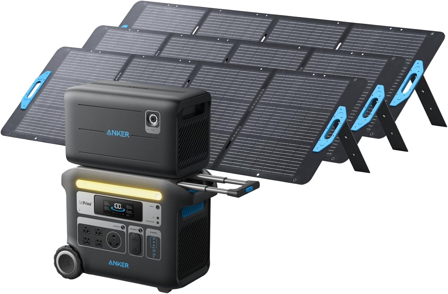 Anker SOLIX F2000 Portable Power Station, PowerHouse 767 and 760 Expansion Battery, with 3×200W Solar Panels, 4096Wh LiFePO4 Battery with 4 AC Outlets Up to 2400W for Home, Outdoor Camping, RV