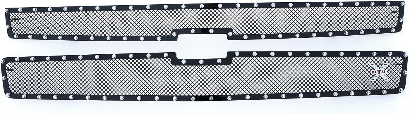 T-Rex Grilles 2007-2010 Silverado HD X-Metal Grille, Black, 2 Pc, Overlay, Chrome Studs - PN #6711121