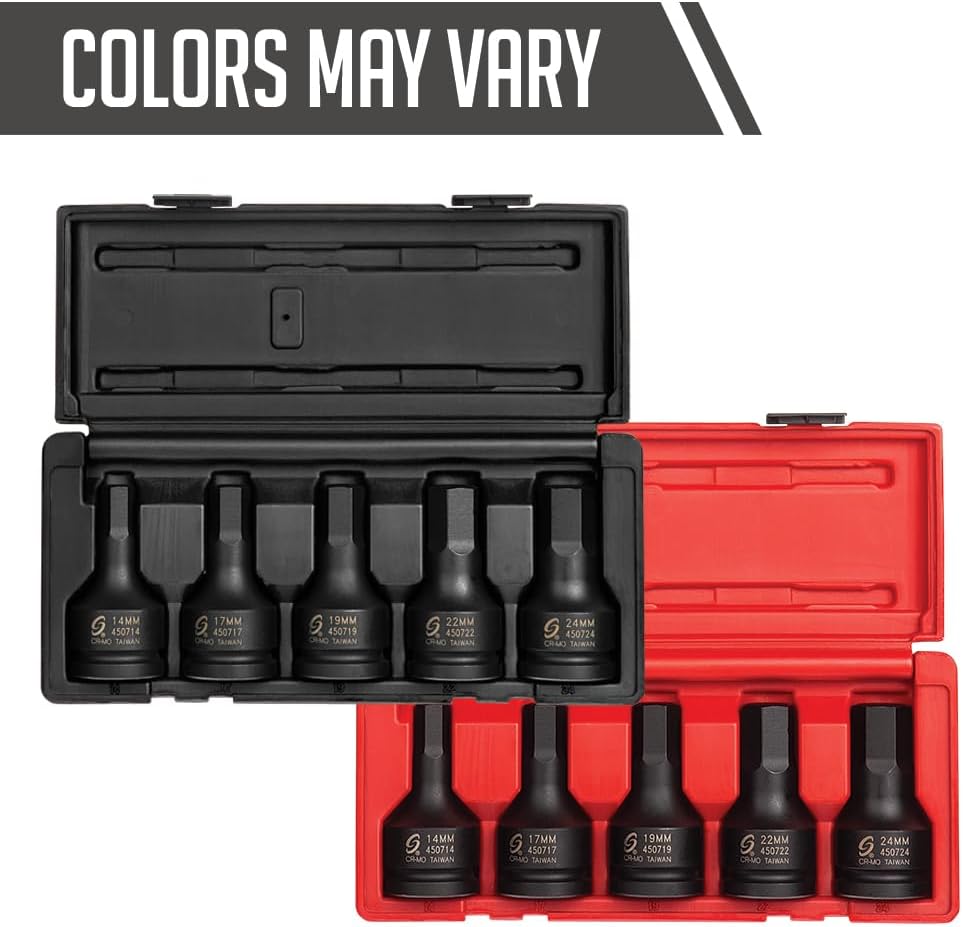 SUNEX TOOLS 5153DD, 1/2 Inch Drive Master Impact Socket Set, Double Deep, 29-Piece, SAE/Metric, 7/16