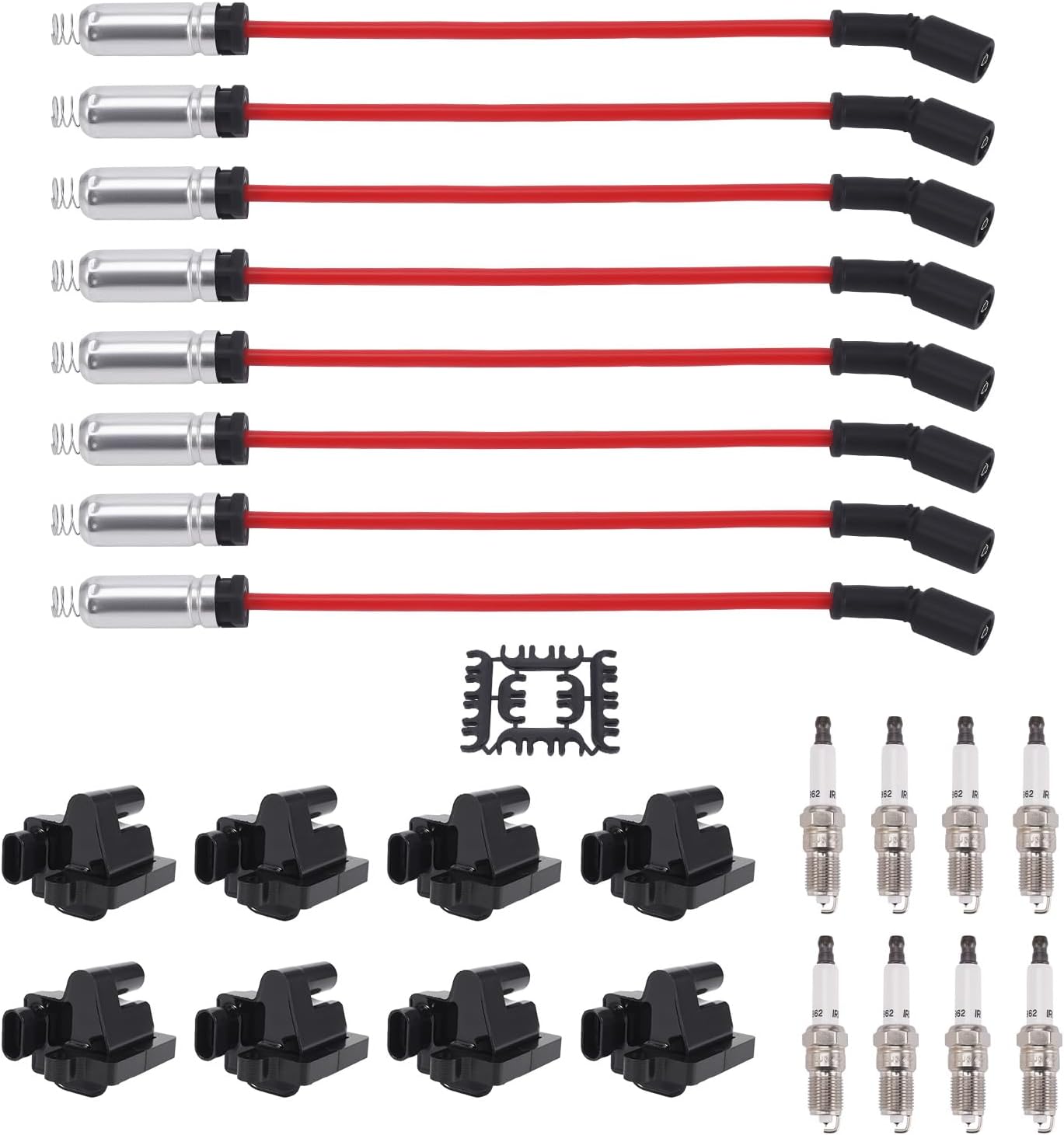 maXpeedingrods UF271 Set of 8 Ignition Coil with 8 Spark Plug and 8 Wire Set Fit for Chevrolet Chevy GMC Hummer Avalanche Savana, Ignition Coil Kit Replaces 12556893, 12558693, 12570553