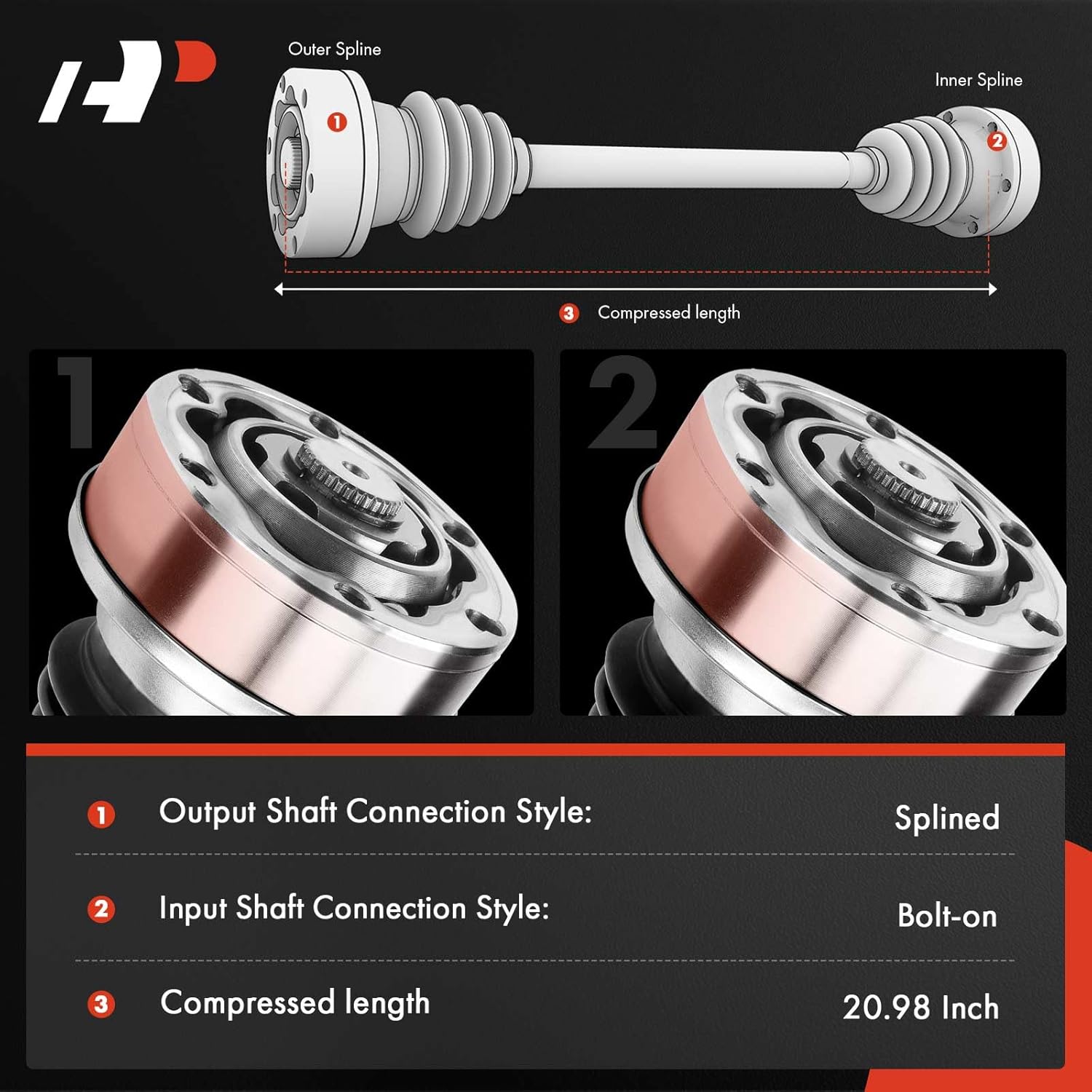 A-Premium Pair (2) Front CV Axle Shaft Assembly Compatible with Porsche Cayenne 2011-2018 3.6L 4.8L Gas, Driver and Passenger Side, Replace# 95834903800 95834903801