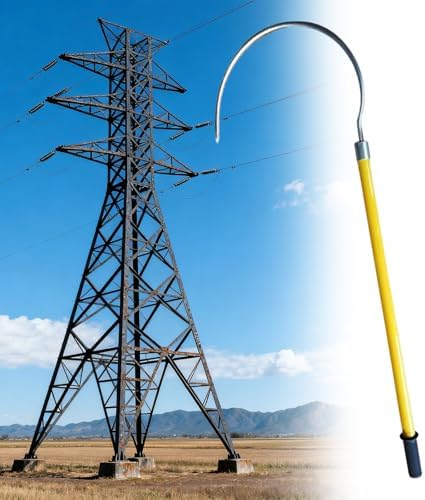 High Voltage Insulated Rescue Hook - Emergency Electrical Safety Tool for Power Stations & Factories, 1m (3.3ft) Life-Saving Equipment