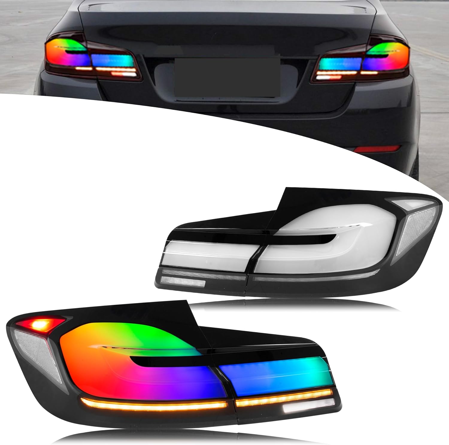 New Accessory Compatible with BMW 5-Series F10 2011-2016 Full LED Tail Lights with Sequential Turn Signal Dynamic Animation Rear Lamps Assembly