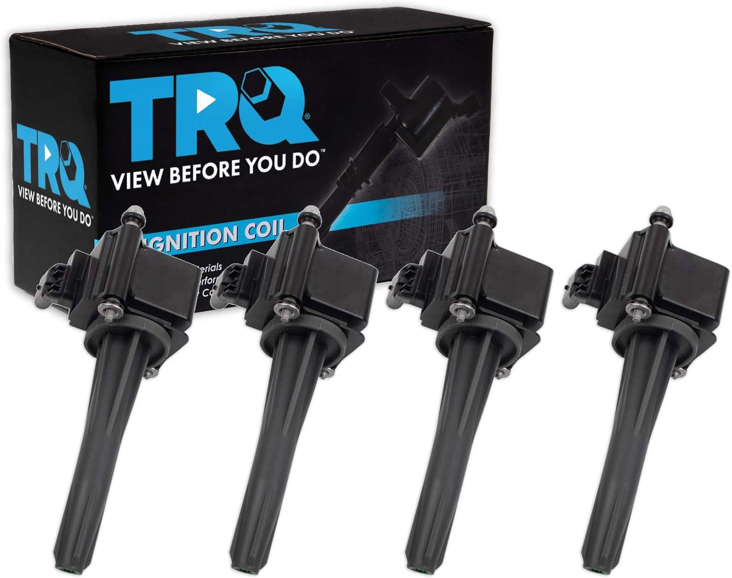TRQ Ignition Coil Set 4 Piece Compatible with 19-22 Chevrolet Silverado 1500 22 Silverado 1500 LTD 19-22 GMC Sierra 1500 20-22 Cadillac CT4