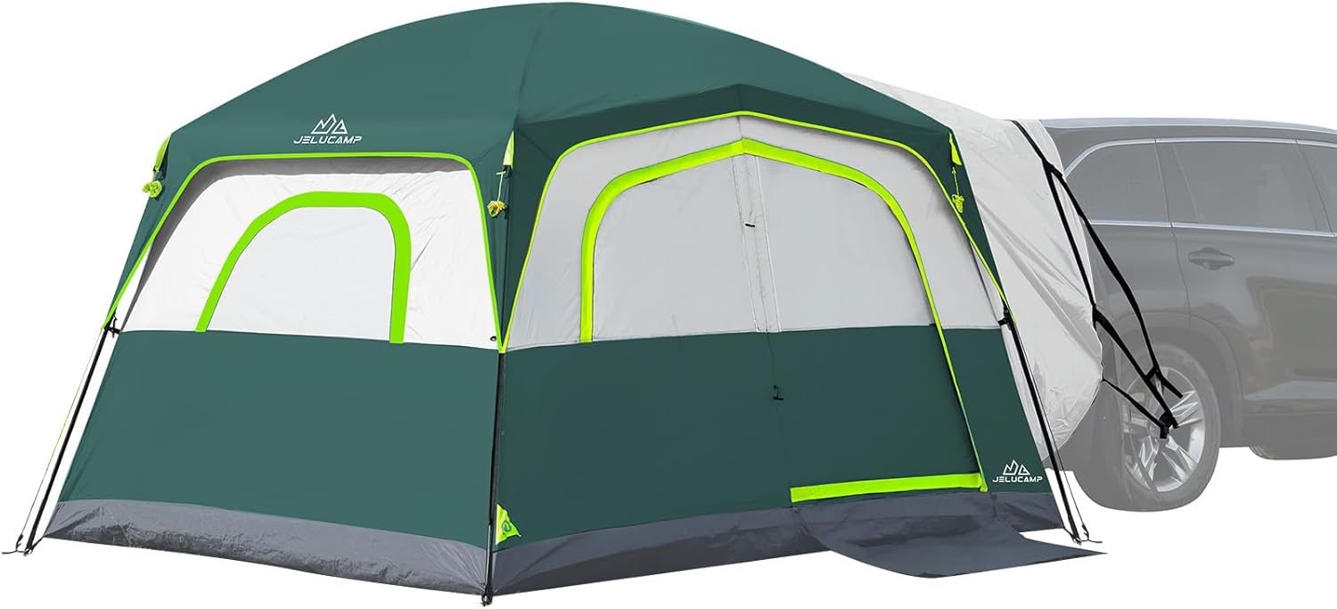 SUV Tents for Camping 6 Person Waterproof, Car Family Camping Tent with Tailgate Attachment for SUV, Jeep, Truck with Cap, Easy Setup Large Tent for Outdoor Camping