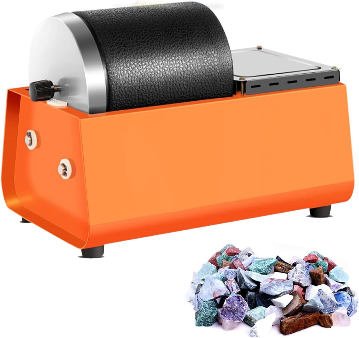 Electric Rock Tumbler Machine, 16W Rock Tumbler Polisher with Leakproof Rubber Barrel, 2.5KG Capacity Adjustable Speed Low Noise, for Natural Stone, Metal, Parts Polishing Chamfer