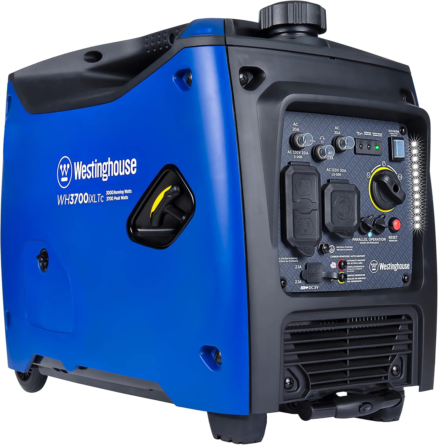 Westinghouse 5000 Peak Watt Super Quiet Dual Fuel Portable Inverter Generator, Remote Electric Start, Gas & Propane Powered, RV Ready 30A Outlet, Parallel Capable, Blue/Black
