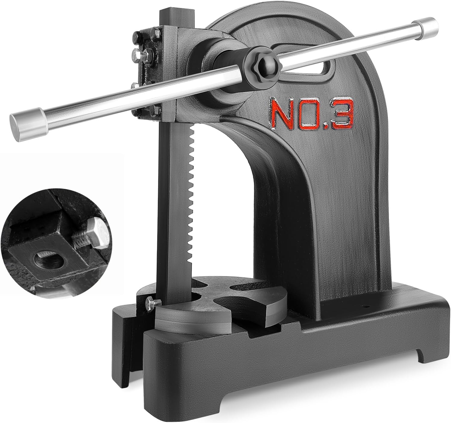Manual Arbor Press with Handwheel, 3 Ton Heavy Duty Desktop Arbor Press Cast Iron, 12