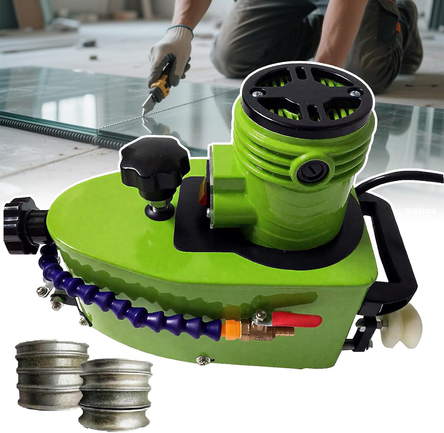 Glass Edge Polishing Machine/Portable Glass Edging Grinding Machine 8000r/Min Straight Round Bevel Electric Edge Trimmer Grinder 800w for Glass, Stone, Ceramics Green